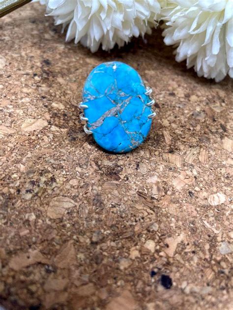 Natural Blue Copper Turquoise Solid Sterling Silver Oval Etsy