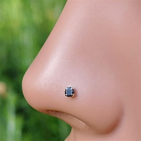 Nose Ring Stud Black Cz Nose Stud Nose Jewelry Nose Etsy