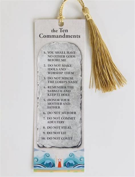 The Ten Commandments Bookmark Free Shipping Green Eyed Grace