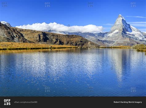 The Matterhorn Reflected In Stellisee Zermatt Switzerland Stock Photo