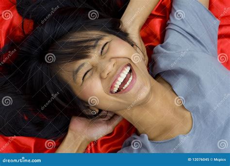 Beautiful Young Asian Laughing Stock Image Image Of Look Eyes 12076045