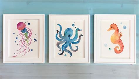 Under The Sea Watercolor Print Series Nursery Decor Fine Art Etsy