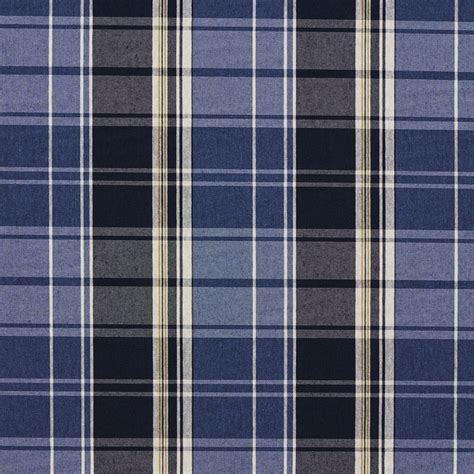 Dark Blue And Light Blue Plaid Country Damask Upholstery Fabric