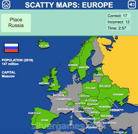 Europe Map Quiz Play Online On Silvergames 🕹️