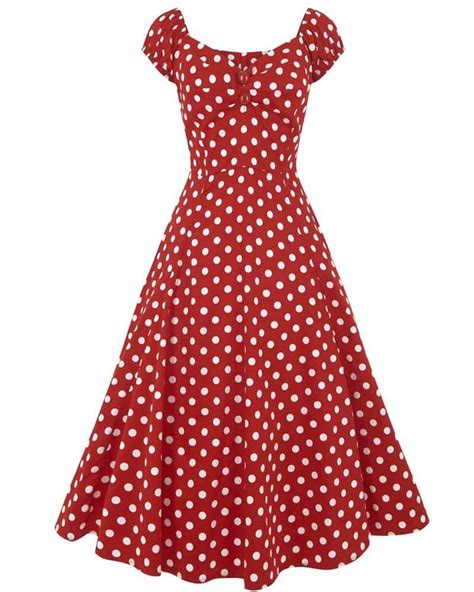 Vintage 50s Classic πουά φόρεμα Mandy Red