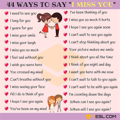 60 Other Ways To Say I Miss You In English • 7esl