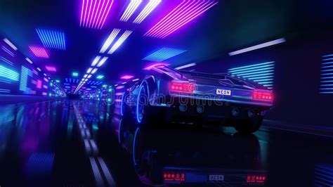 Futuristic Neon Synthwave Style 3d Render Animation Loop Stock Footage