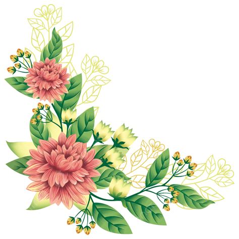 Floral Botanical Flower Vector Png Images Floral Vector Flower Corner