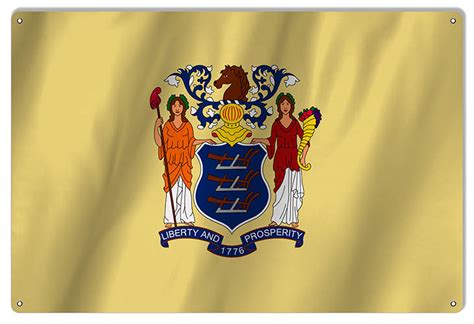 New Jersey State Flag Sign 12×18 Reproduction Vintage
