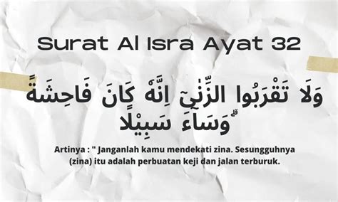 Surat Al Isra Ayat 32 Kandungan Tajwid Tafsir Dan Maknanya Parboaboa