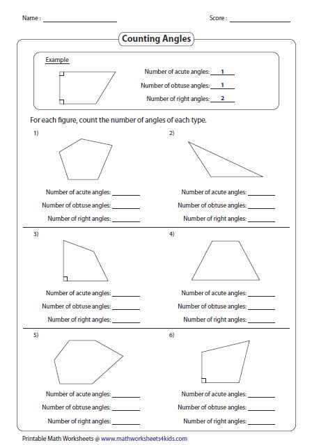 Classifying And Identifying Angles Worksheets