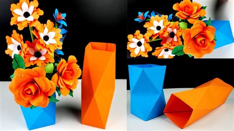 How To Make Simple Easy A Paper Vase At Home Paper Flower Vase Crafts