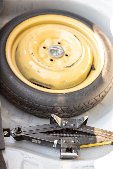 Spare Wheel In The Car Trunk For Emergency Use Stock Photo Image Of