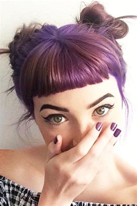 24 Short Hairstyles With Bangs For Glam Girls In 2020 Purple Hair