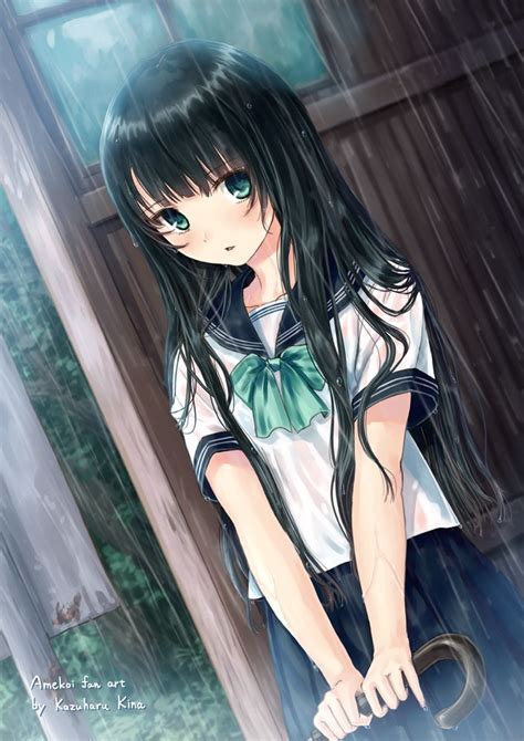 Cute Anime Girl In Rain