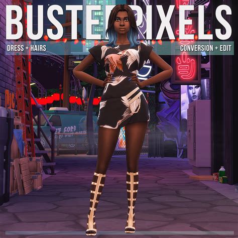 Dress And Hairs From Busted Pixels • Sims 4 Downloads