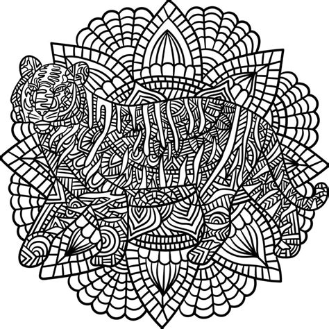 Tiger Mandala Coloring Pages For Adults 6325622 Vector Art At Vecteezy