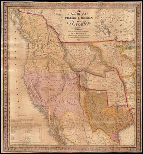 An 1846 Map By Augustus Mitchell “of Texas Oregon And California With