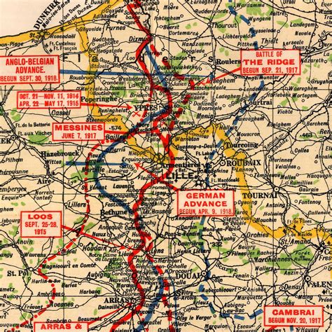 Wwi Map Of The Western Front 1914 1918