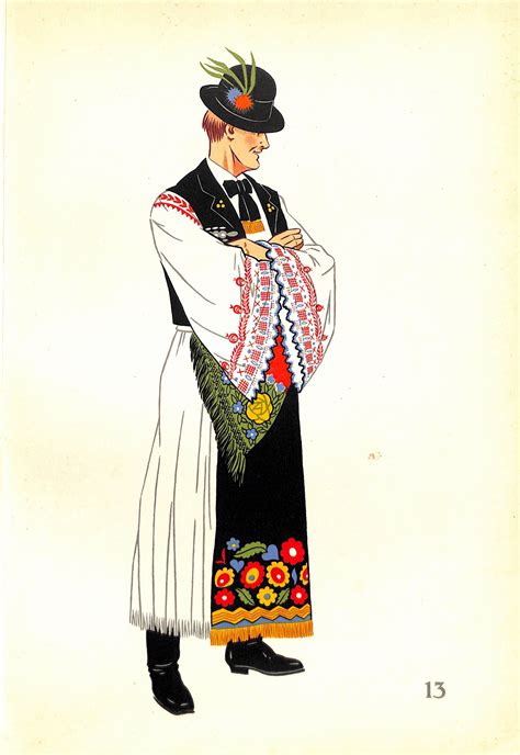 1939 polish folk costume woman hutsul poland lithograph original cos period paper historic art