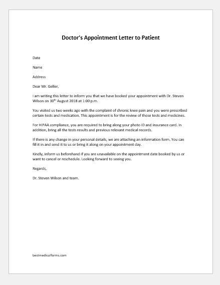 5 Doctor Appointment Letters For All Situations Printable Medical