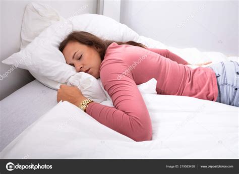 Young Woman Sleeping Bed Bedroom Stock Photo By ©andreypopov 219583438