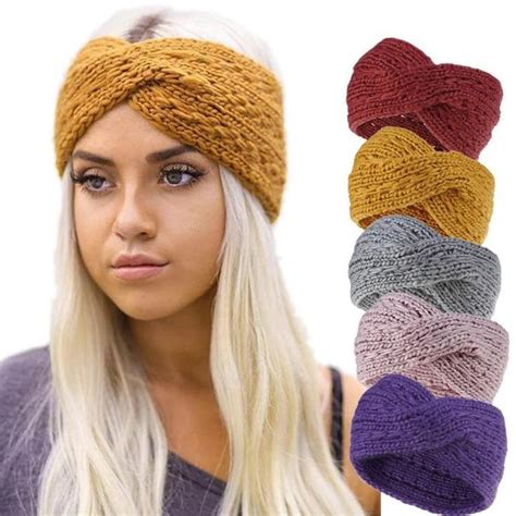 Winter Ear Warmer Headband Women Fashion Elastic Wool Knitted Etsy