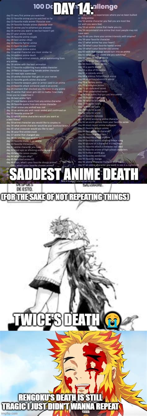 Spoilersss Day 14 Saddest Anime Death Imgflip