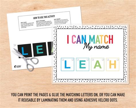 Editable Name Matching Activity 4 Letter Name I Can Spell My Name