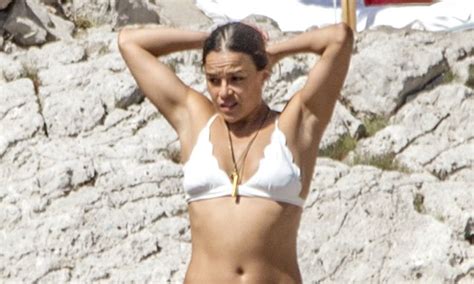 Michelle Rodriguez Shows Off Her Taut Abs In White Bikini As She Lives It Up On Capri