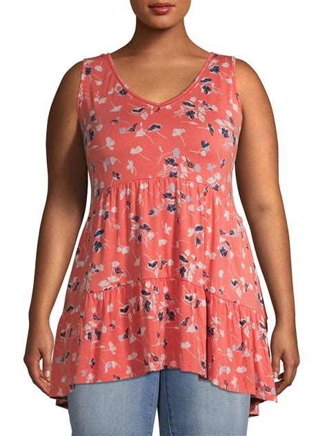 Terra And Sky Womens Plus Size Tiered Babydoll Tank