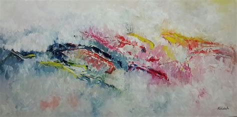 An Abstract Painting With Lots Of Colors On The Surface And White