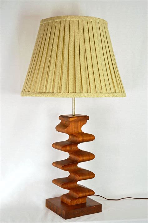 Mid Century Large Sculptural Walnut Table Lamp By Offcentermodern On
