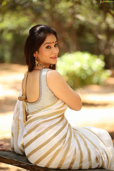 Saree Seduction Lakshmi In Gorgeous White Backless Saree