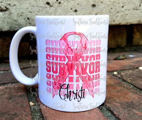 Breast Cancer Survivor Coffee Mug Personalized Coffee Mug Etsy