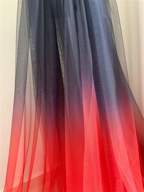 Dip Dye Style Tulle Fabric With Ombré Colors Black To Red Etsy