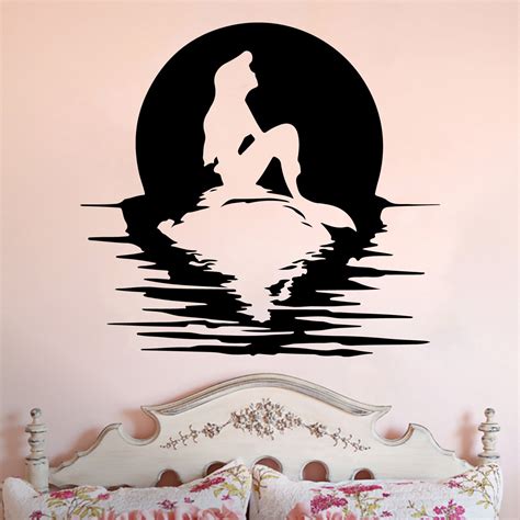 Ariel Full Moon Silhouette Little Mermaid Inspired Vinyl Wall Decal