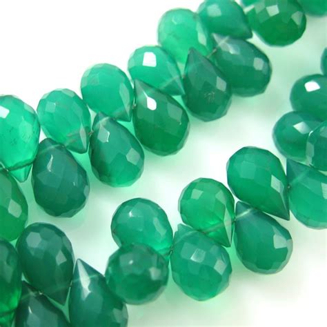 Semi Precious Gemstone Beads 100 Genuine Green Onyx Gemstone Faceted