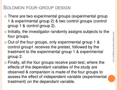Common methods include surveys, experiments, interviews and observations. Examples Of Solomon Four Group Experimental Design