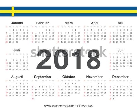 Vector Swedish Circle Calendar 2018 Week Stock Vector Royalty Free