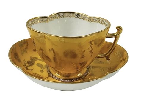 T And V Limoges Yellow Ground Demitasse Cup And Saucer
