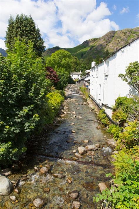 View Of Stream And Mountains In Coniston Town Lake District Cumbria