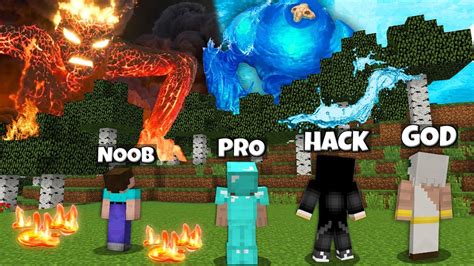 Minecraft Noob Vs Pro Vs Hacker Vs God Lava And Water Monster Attack