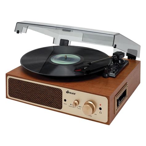 Jensen 3 Speed Stereo Turntable With Cassette Player Stereo Speakers