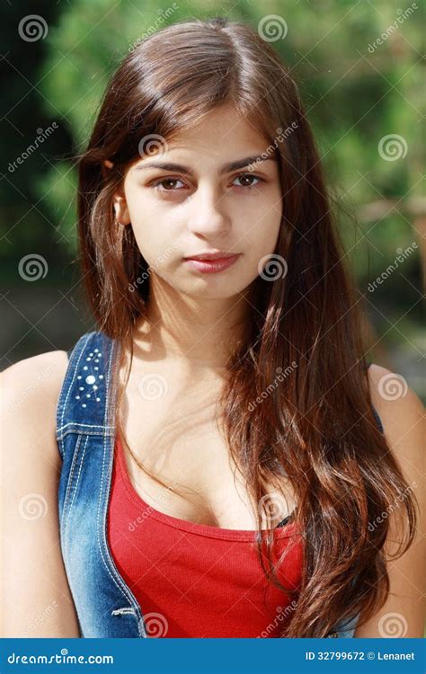 Portrait Of Young Pretty Cute Girl Beautiful Woman In Summer Stock 606