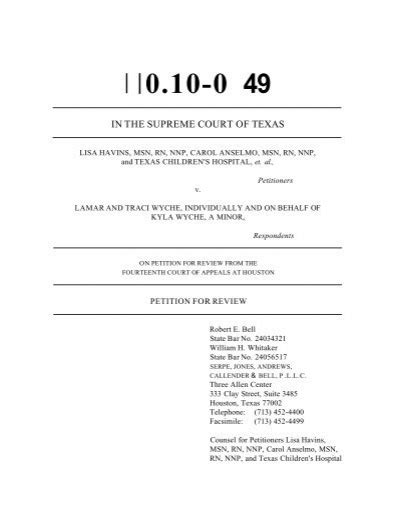Petition For Review Supreme Court Of Texas
