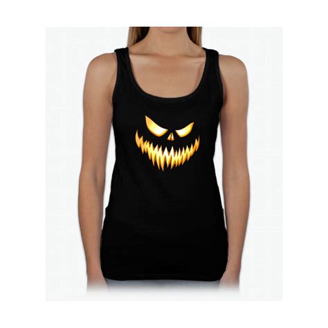Scary Pumpkin Halloween Shirt Womens Tank Top