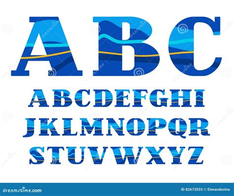 English Alphabet Aqua Vector Font Capital Letters Stock Vector