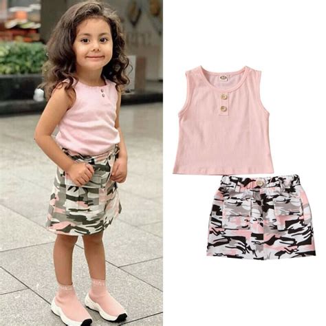 Citgeett Summer 2pcs Toddler Baby Girls Summer Clothes Set Tops Vest