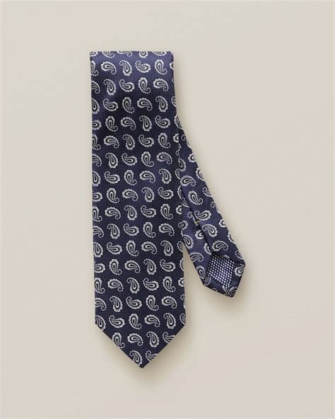Dark Blue Paisley Silk Tie Eton